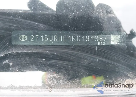 2019 Toyota Corolla Le from USA, damaged, VIN 2T1BURHE1KC191387